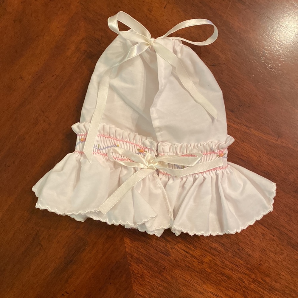 Princess Linens Smocked Burping Cloth and Bonnet - Picture 6 of 7